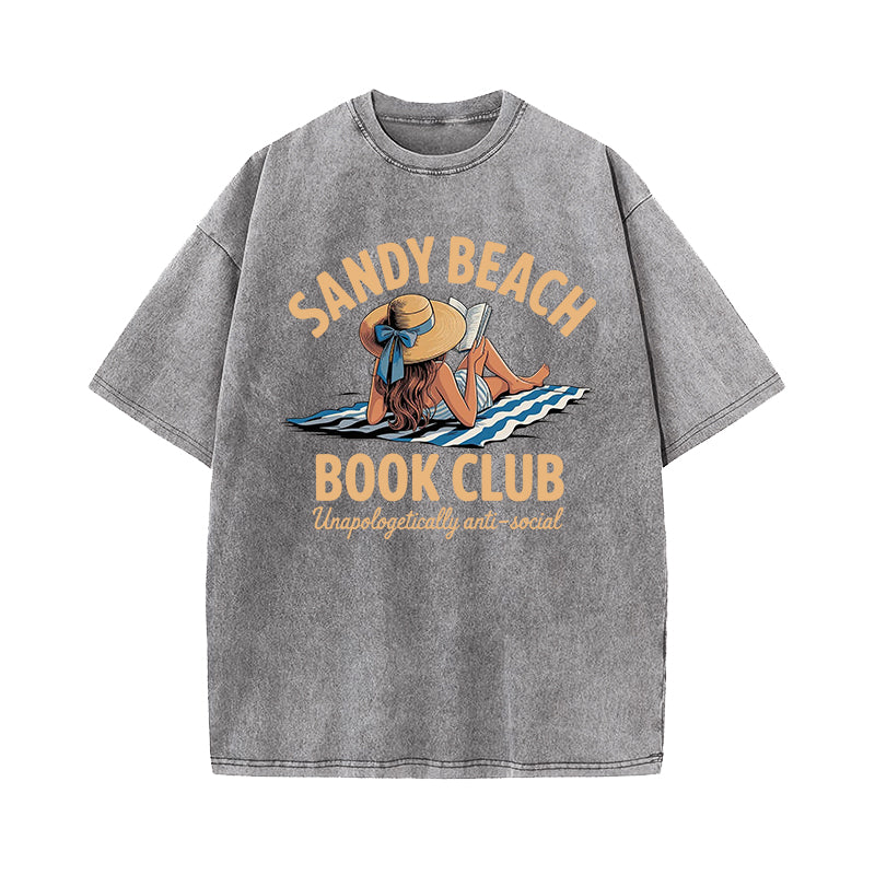 Sandy Beach Book Club Washed T-Shirt