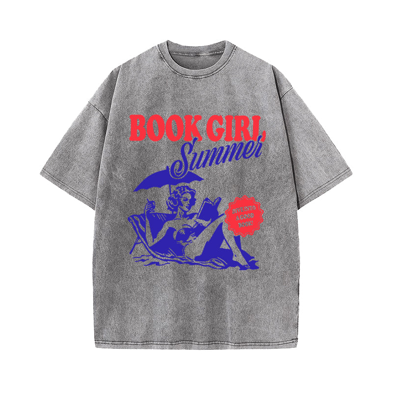 Book Girl Summer Washed T-Shirt