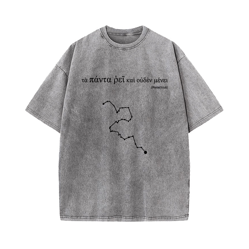 Panta Rhei Greek Phrase Everything Flows Heraclitus Washed T-Shirt