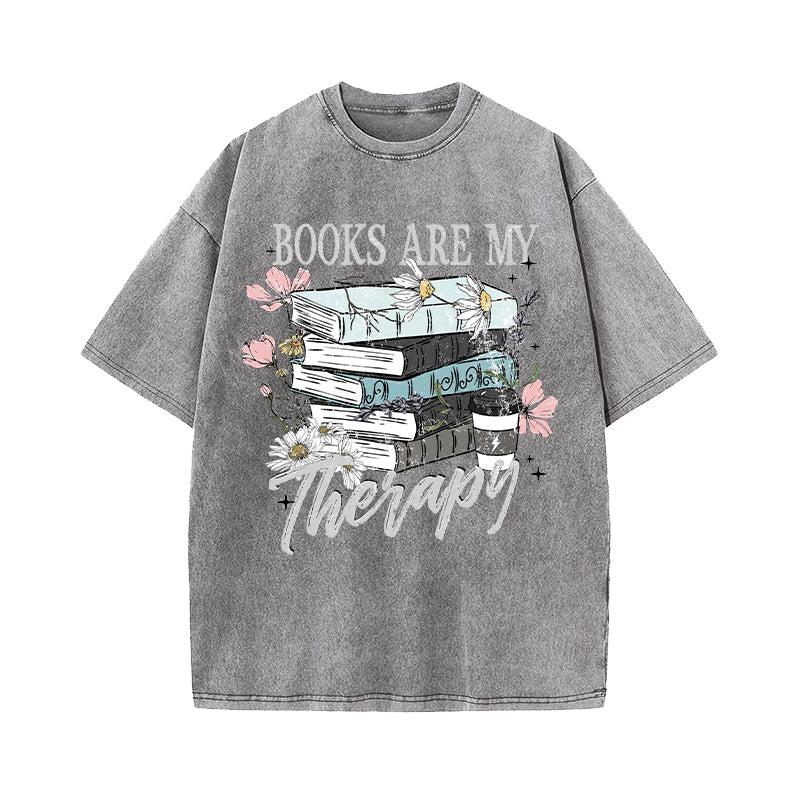 Book Are My Therapy Washed T-Shirt