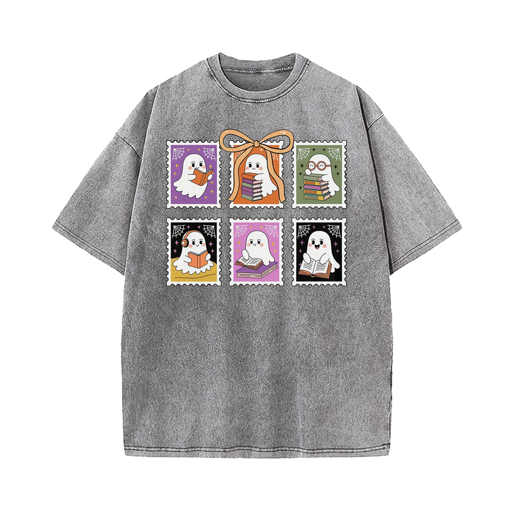 Reading Ghost Halloween Washed T-Shirt