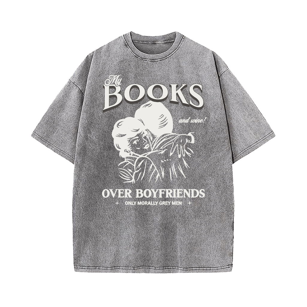 Books Over Boyfriends Washed T-Shirt