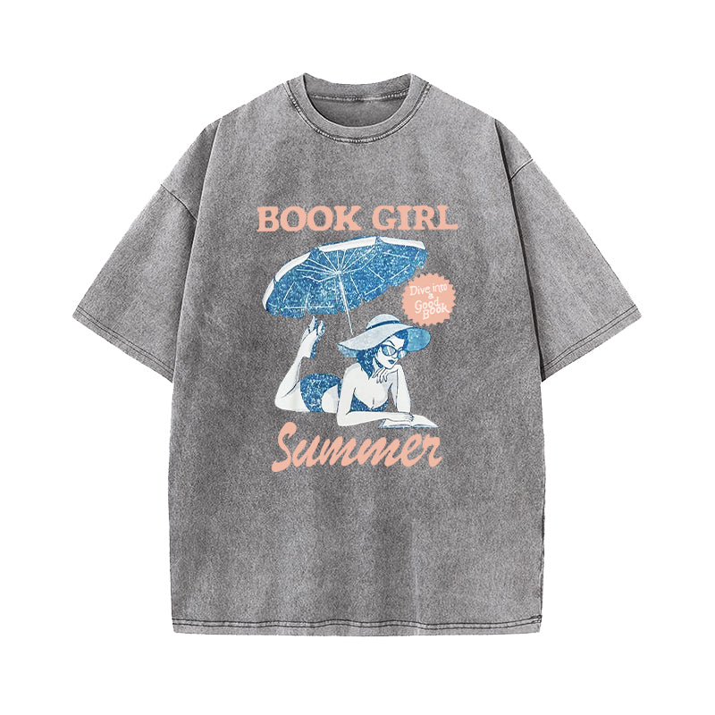 Book Girl Summer Washed T-Shirt
