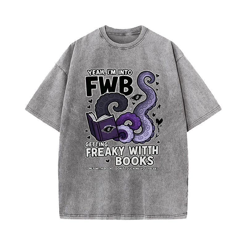 Freaky With Books Washed T-Shirt