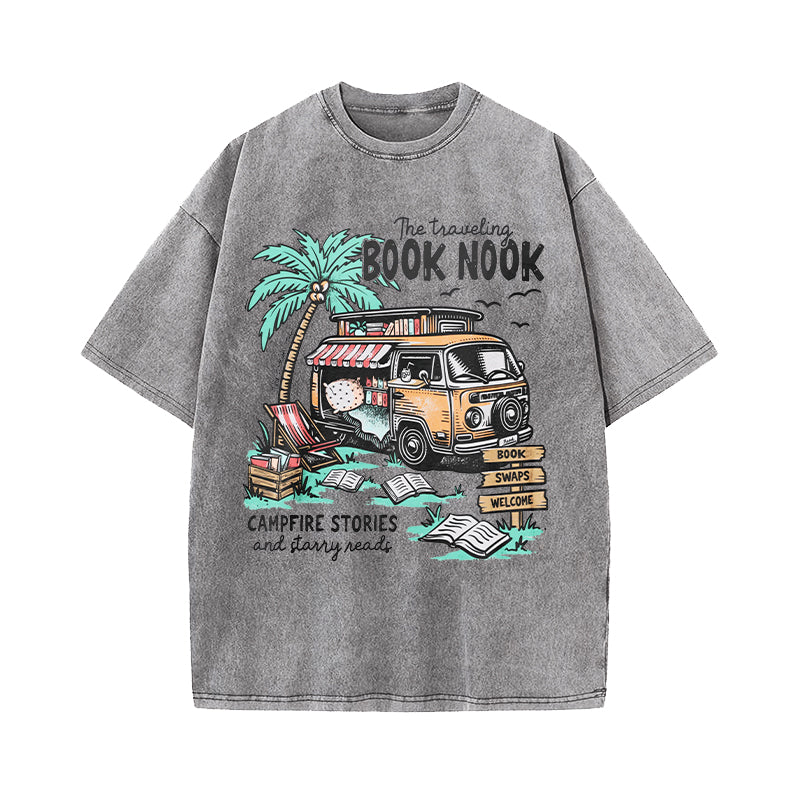 Traveling Book Nook Vintage Washed T-Shirt