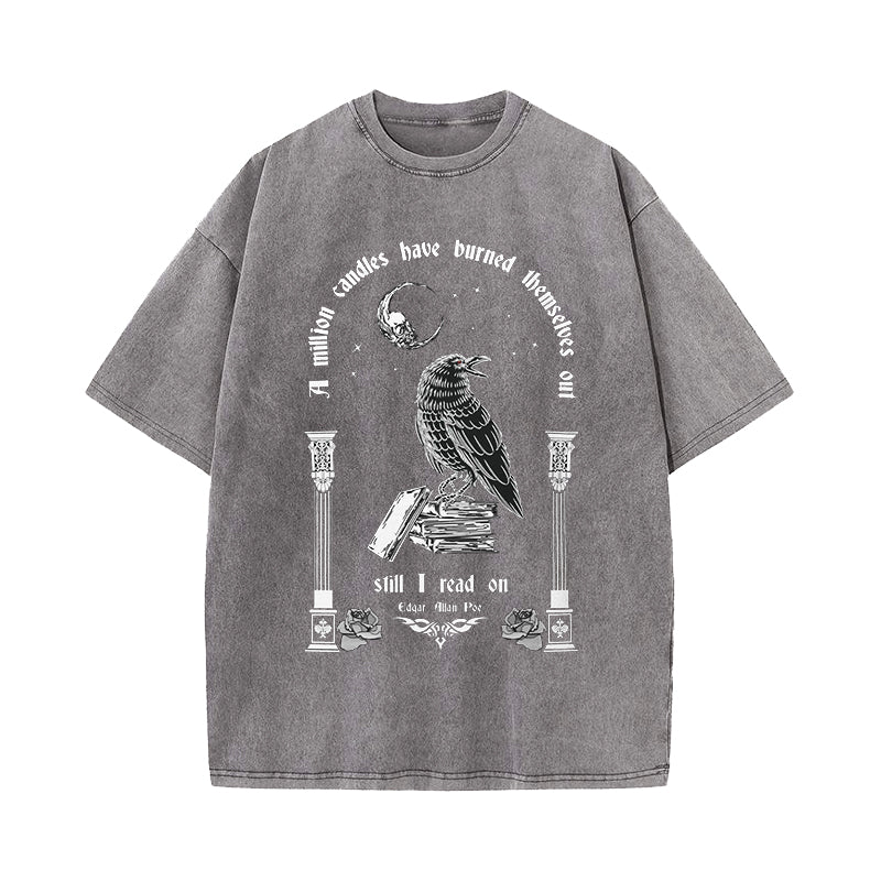 A Million Candles Have Burned Themselves Out Edgar Allan Poe Washed T-Shirt