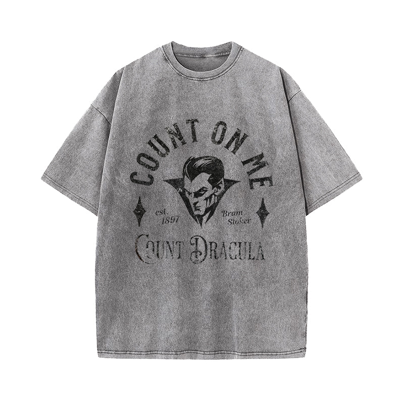 Dracula Bram Stoker Count On Me Washed T-Shirt