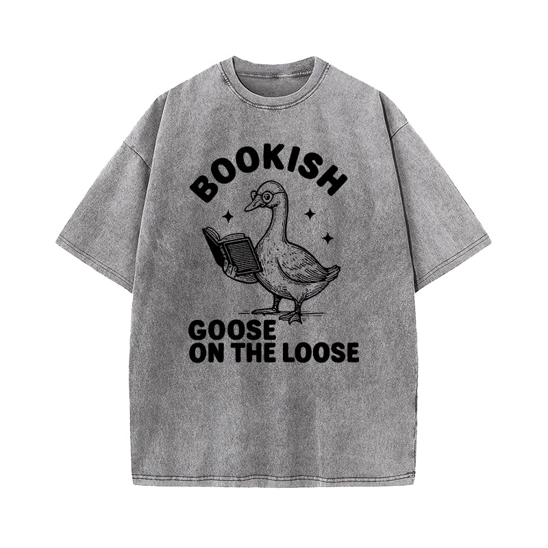 Bookish Goose On The Loose Washed T-Shirt