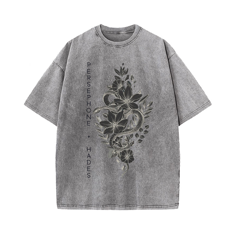 Persephone and Hades Greek Mythology Washed T-Shirt