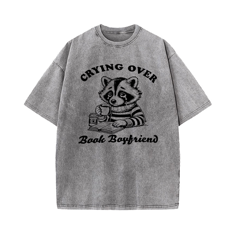 Crying Over Book Boyfriends Washed T-Shirt