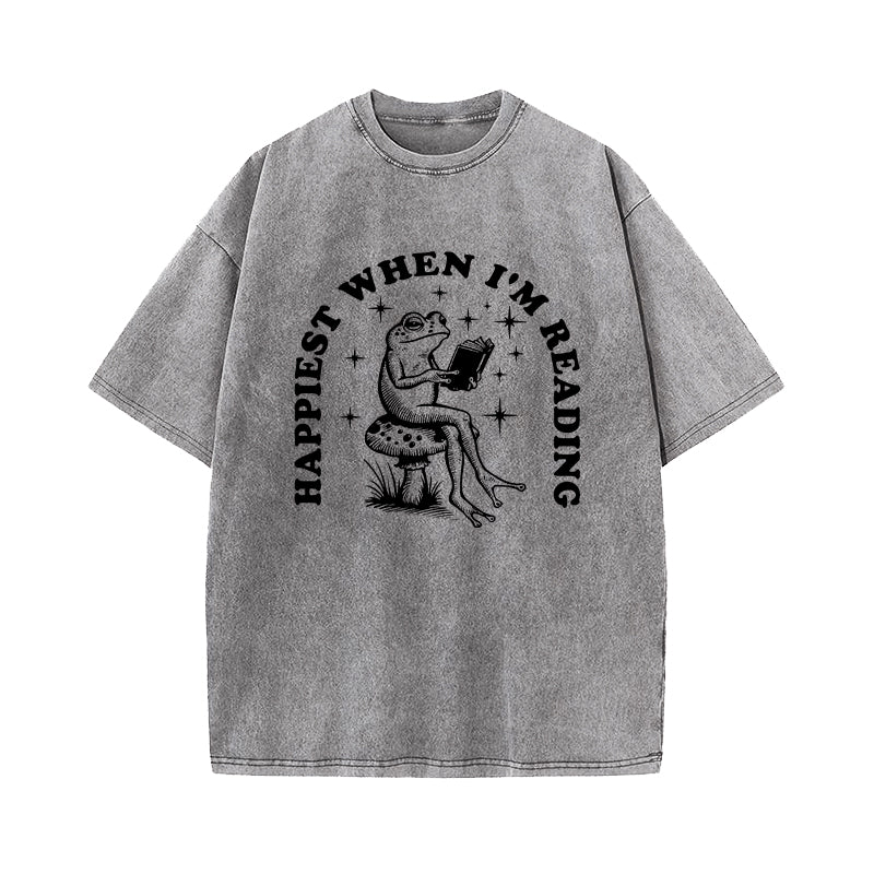 Happiest When I'm Reading Washed T-Shirt