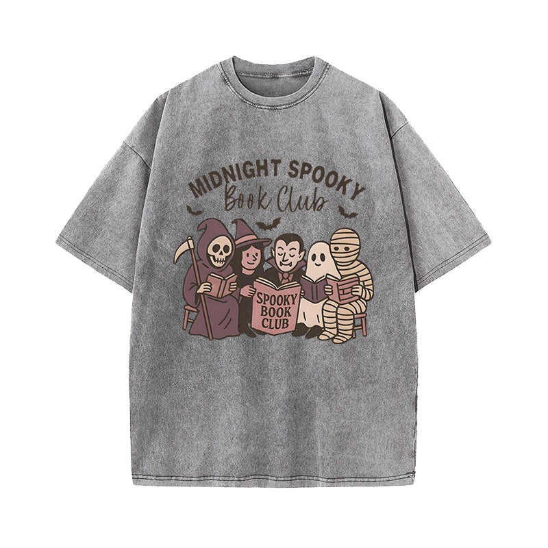 Midnight Spooky Book Club Washed T-Shirt