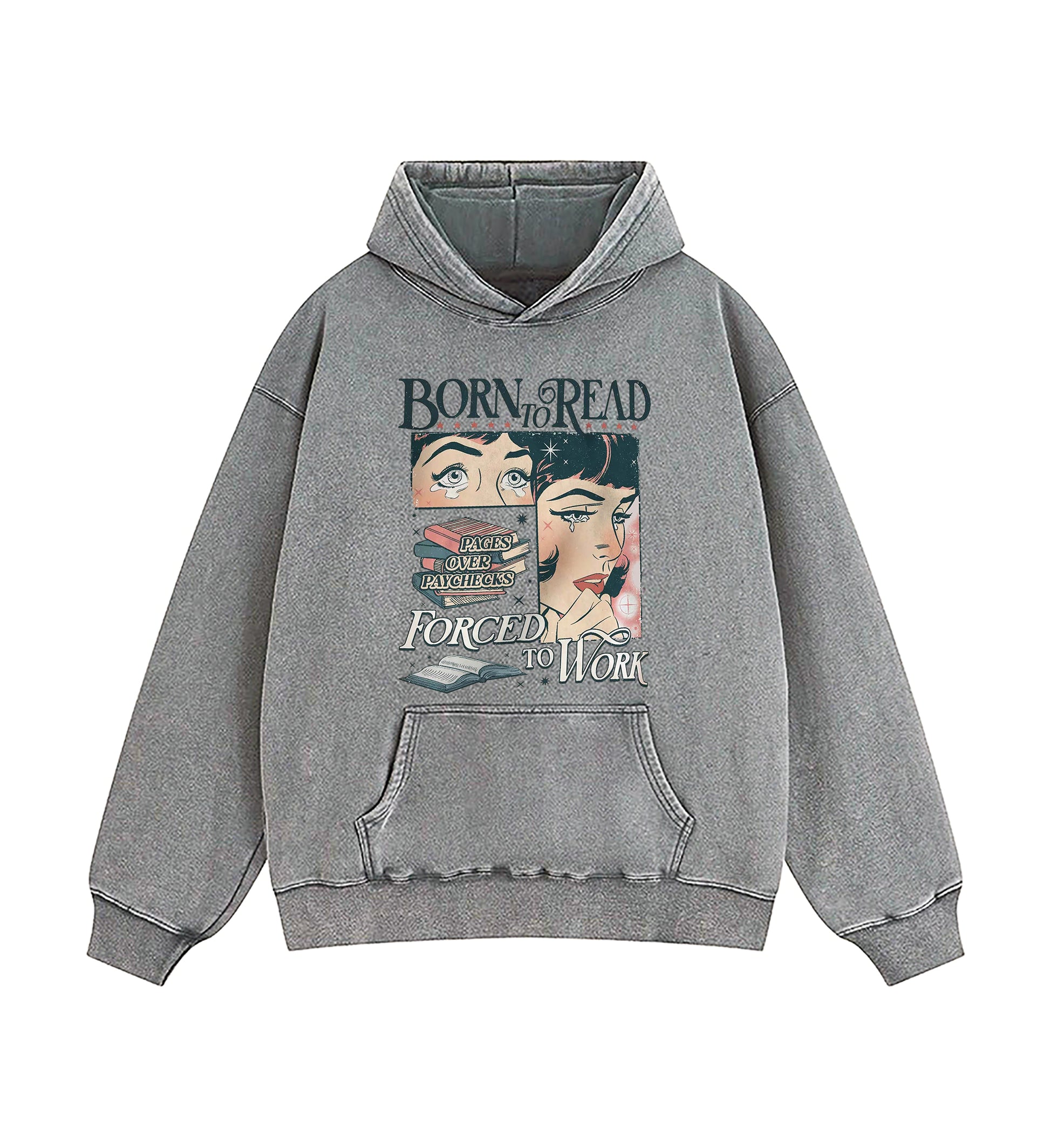 Born To Read Bookish Washed Hoodie