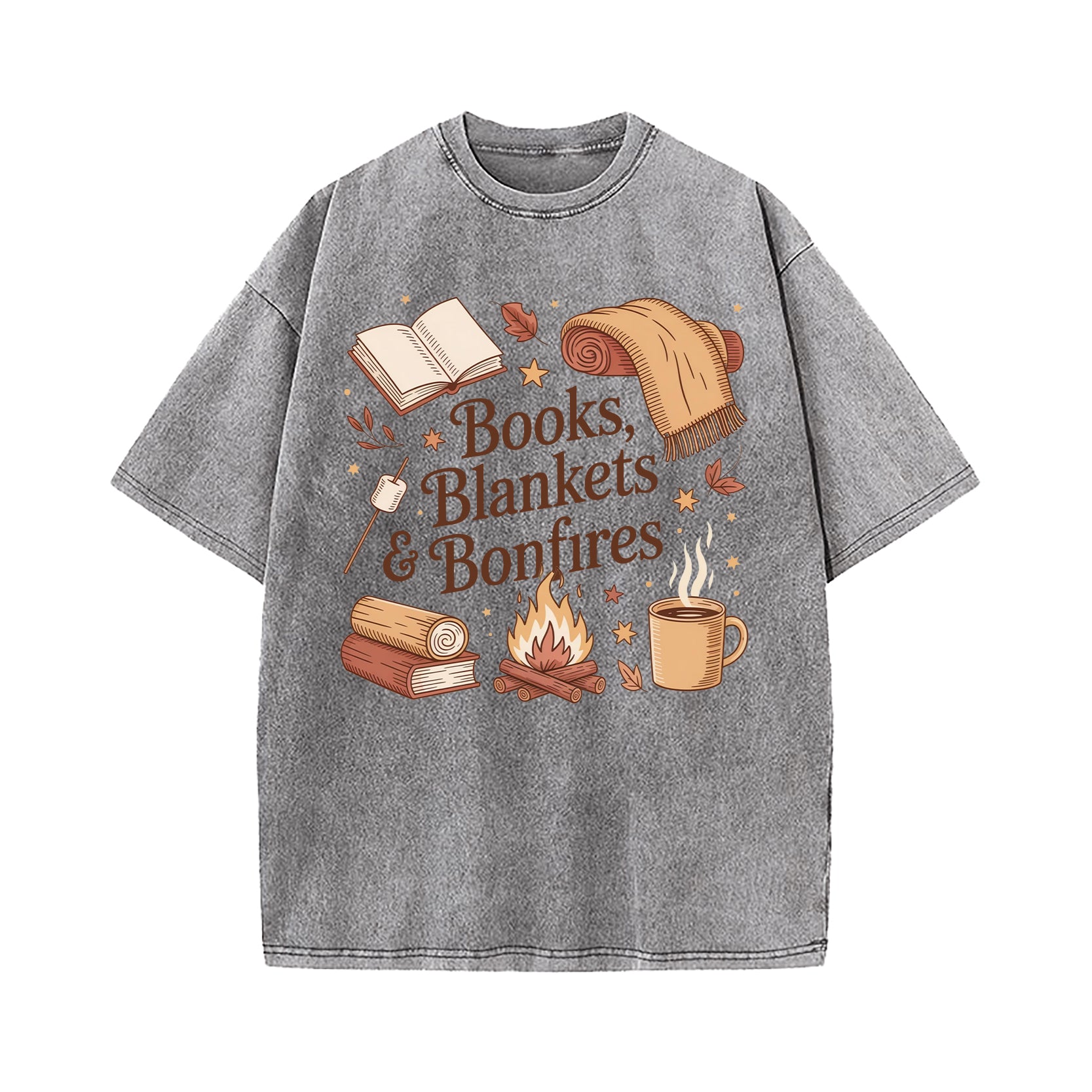 Books Blankets and Bonfires Washed T-Shirt
