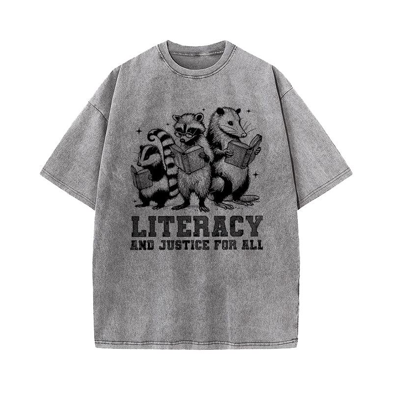Literacy And Justice For All Washed T-Shirt