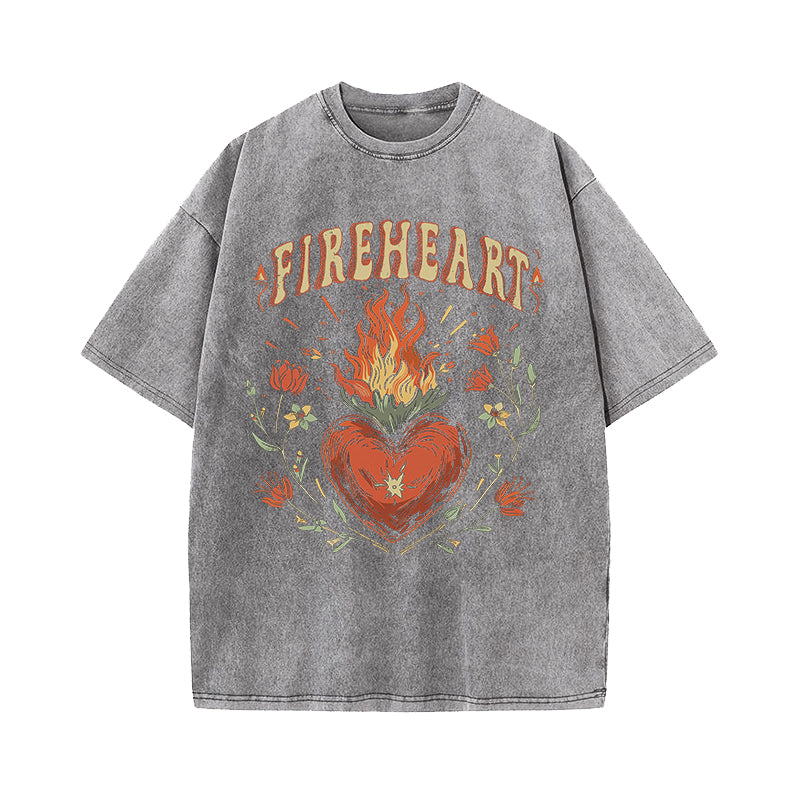 Vintage Fire-heart To Whatever End Washed T-Shirt