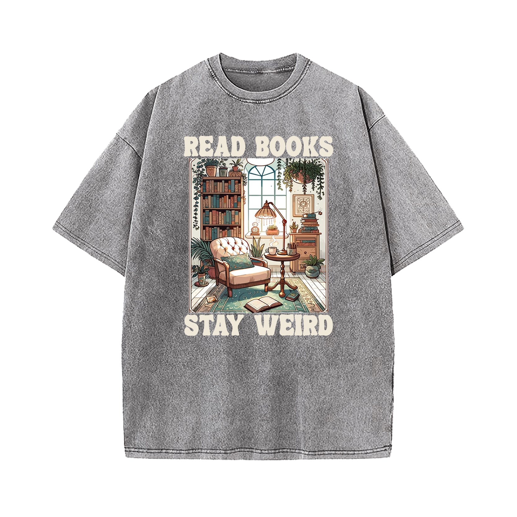 Read Books Stay Weird Book Lover Washed T-Shirt