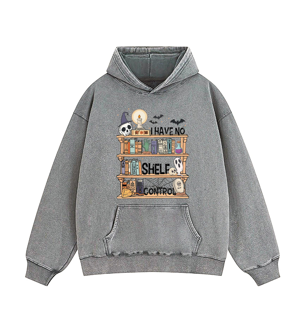 I Have No Shelf Control Book Lover Halloween Edition Washed Hoodie