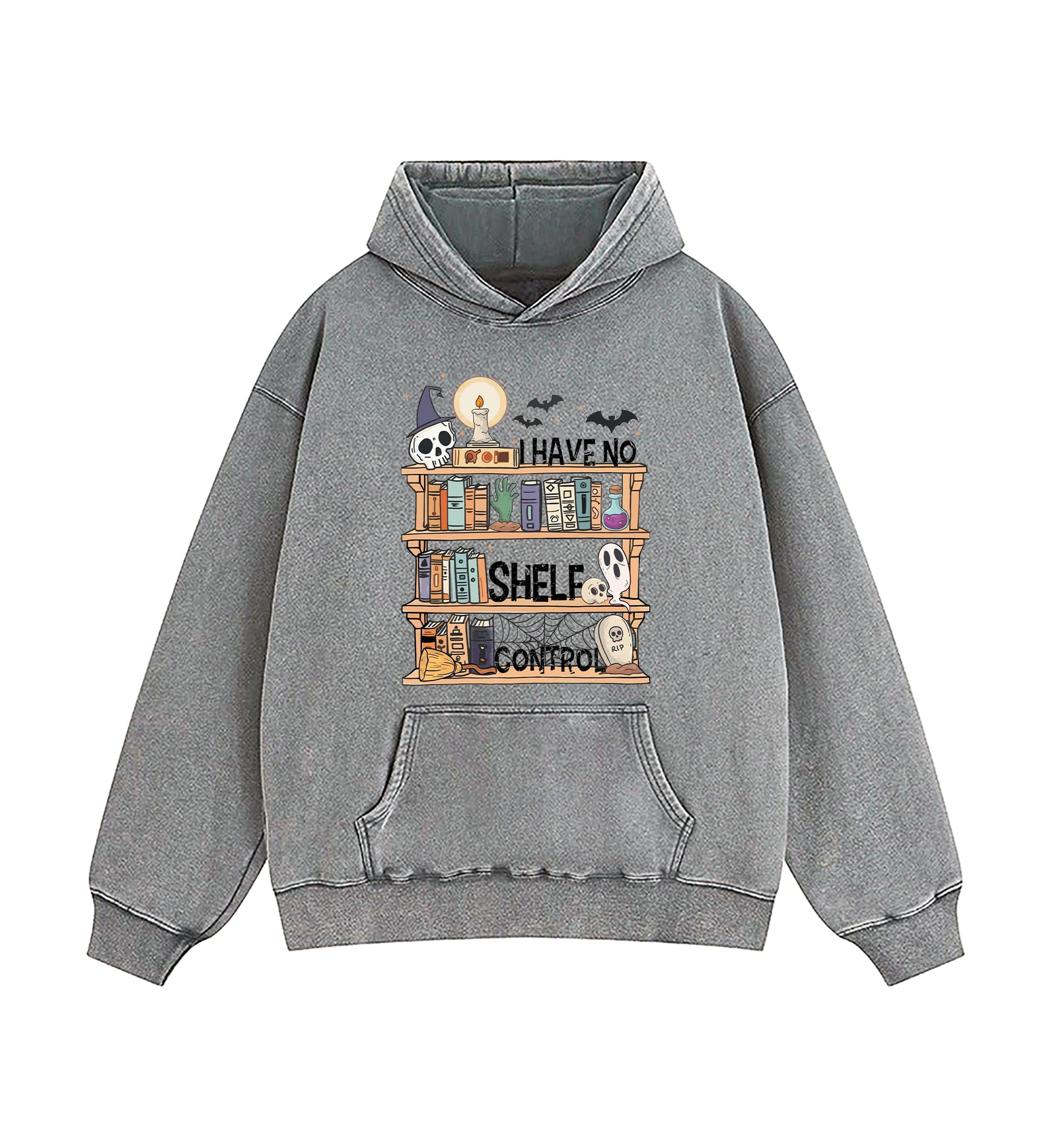 I Have No Shelf Control Book Lover Halloween Edition Washed Hoodie
