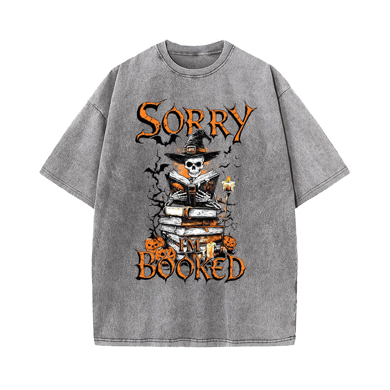 Halloween I'm Booked Washed T-Shirt