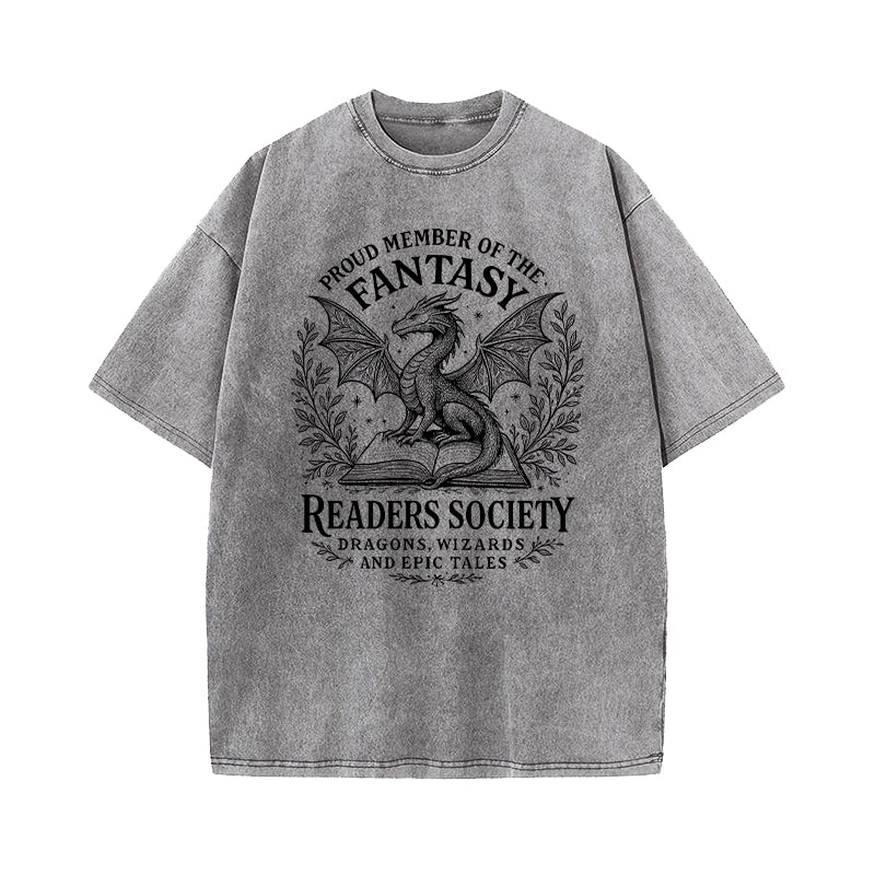 Fantasy Readers Society Dragon Washed T-Shirt