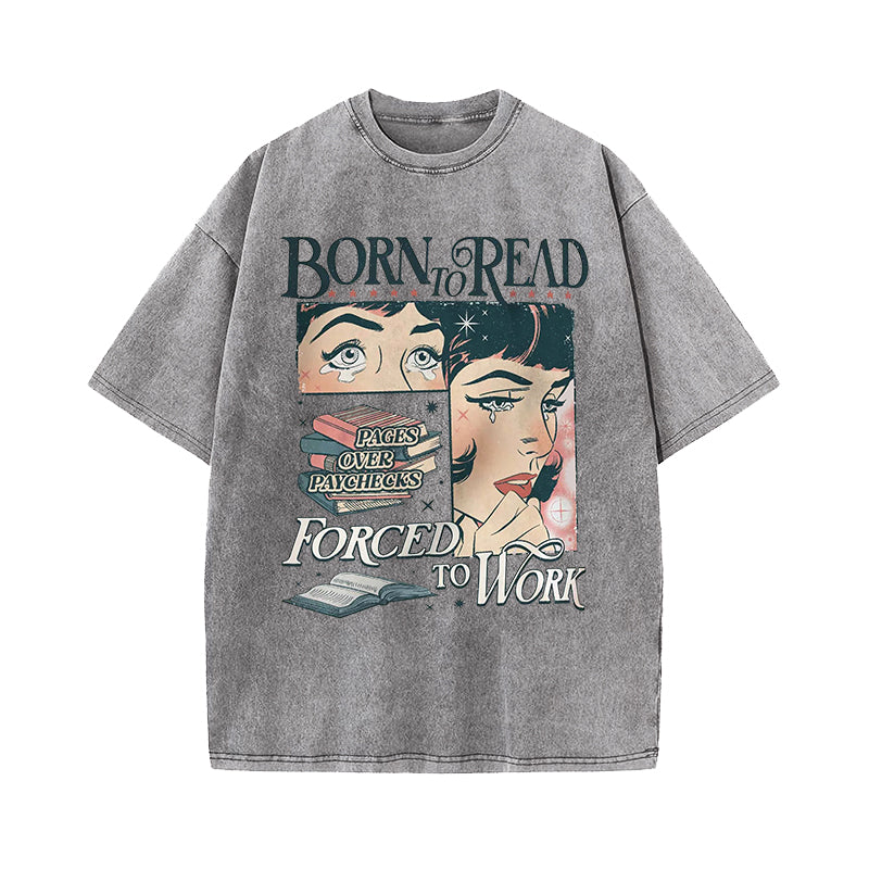 Born To Read Bookish Washed T-Shirt