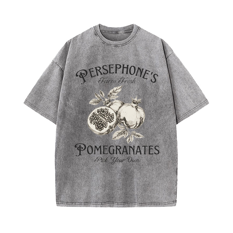 Persephone's Pomegranates Greek Mythology Washed T-Shirt