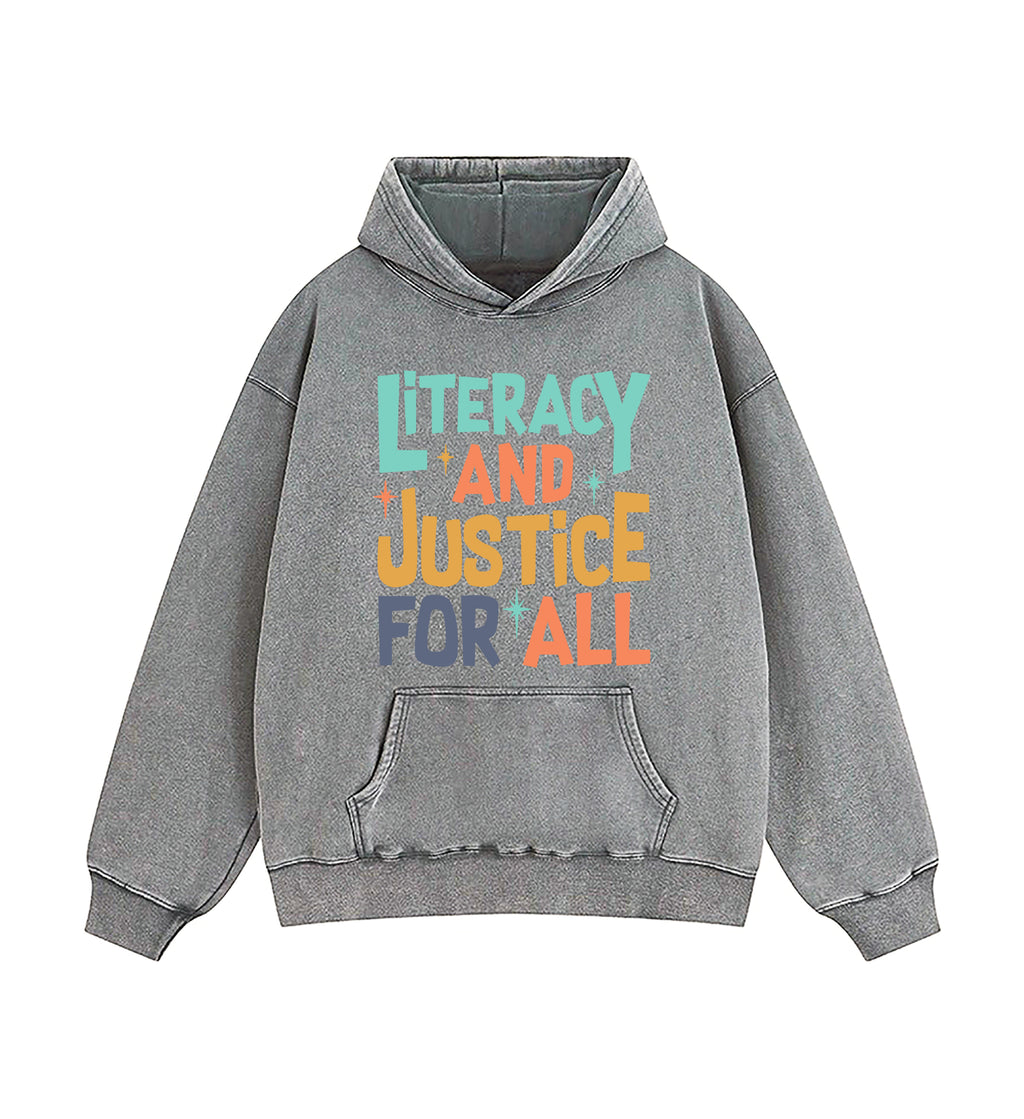 Literacy And Justice For All Washed Hoodie