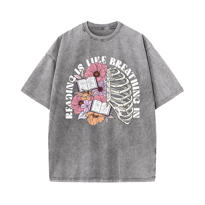 Reading Is Like Breathing Washed T-Shirt