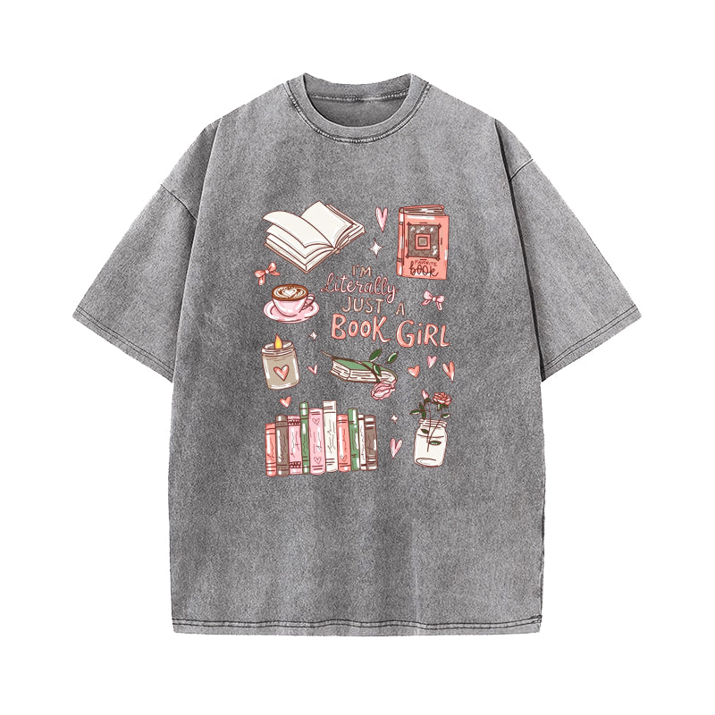 Just A Book Girl Washed T-Shirt