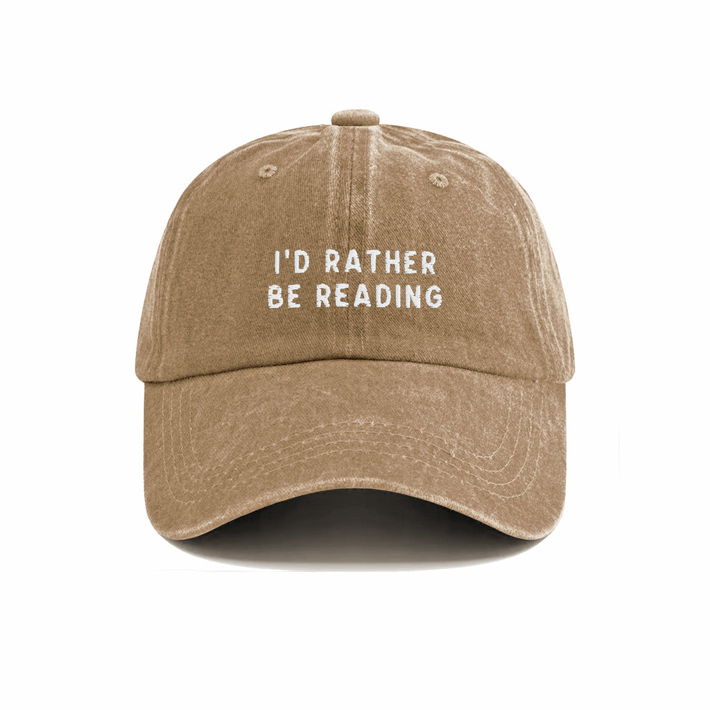 I'd Rather Be Reading Embroidered Washed Cap
