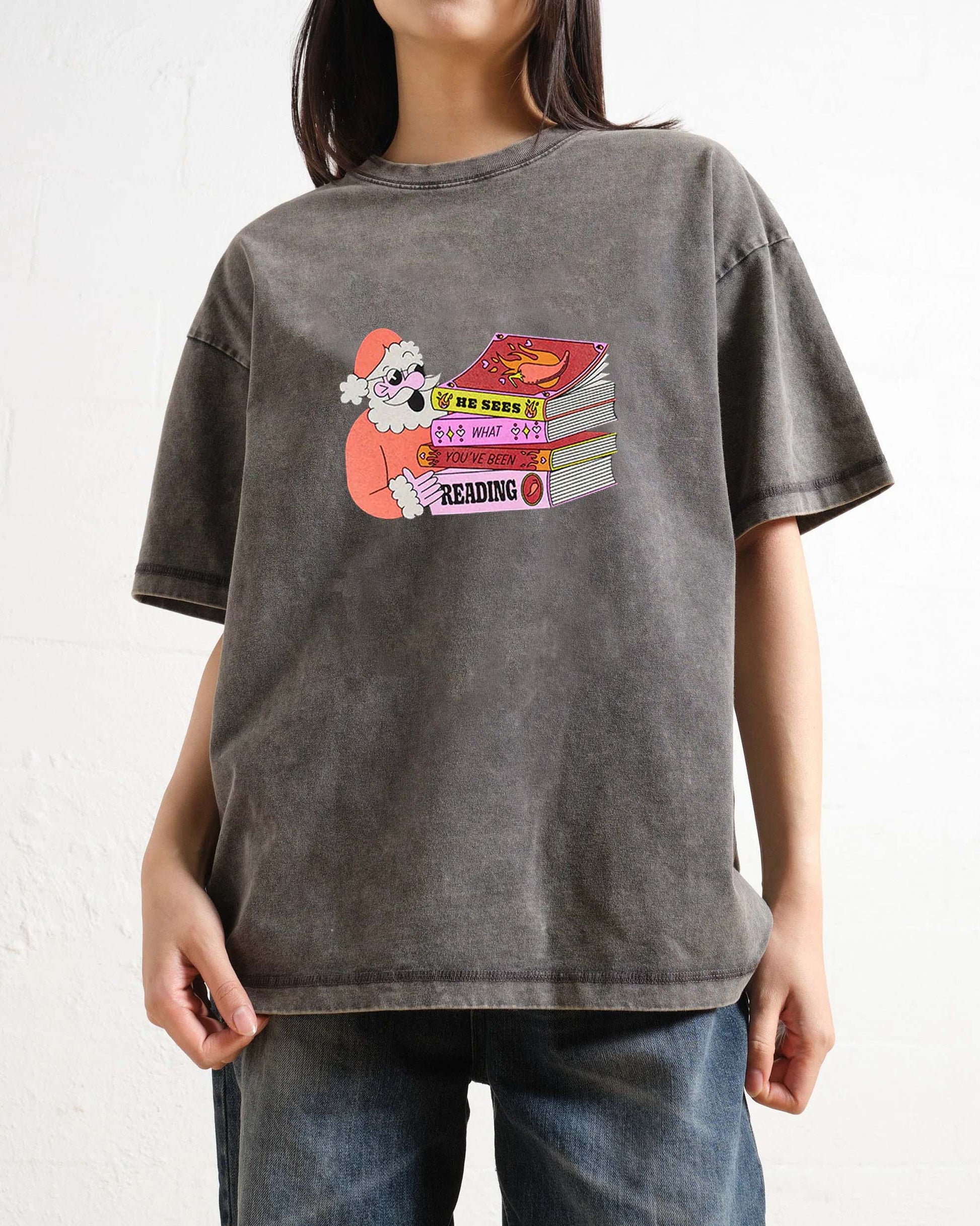 Santa: He Sees What You've Been Reading T-Shirt