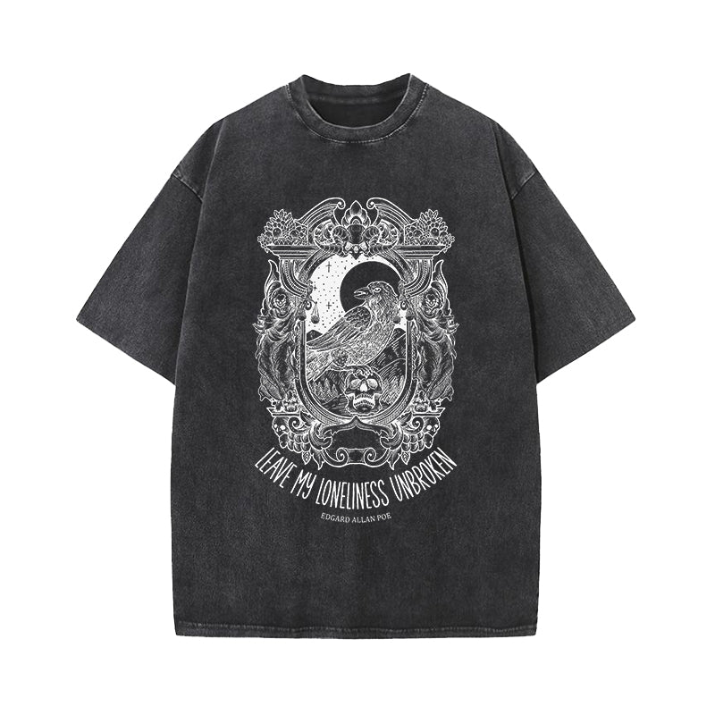 Leave My Loneliness Unbroken Edgar Allan Poe Washed T-Shirt