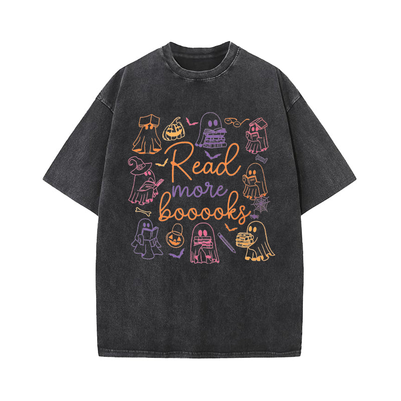 Cute Ghost Read More Books Halloween Washed T-Shirt