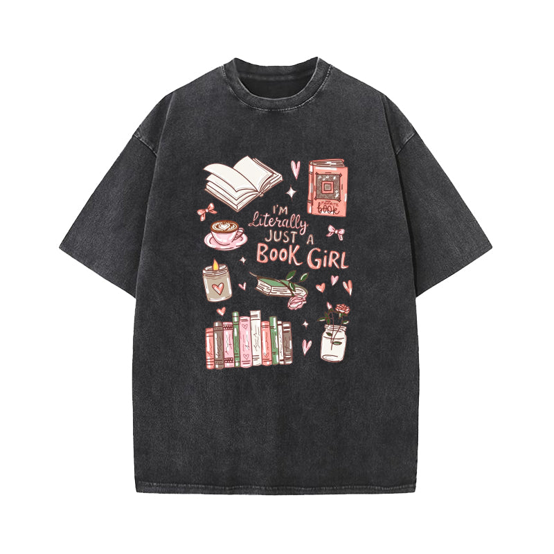 Just A Book Girl Washed T-Shirt