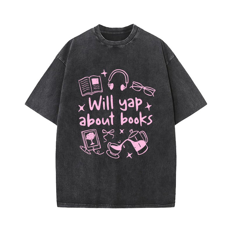 Will Yap About Books Washed T-Shirt