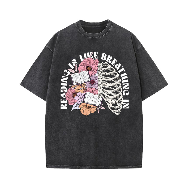 Reading Is Like Breathing Washed T-Shirt