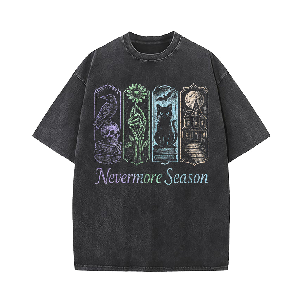 Edgar Allan Poe Nevermore Season Washed T-Shirt