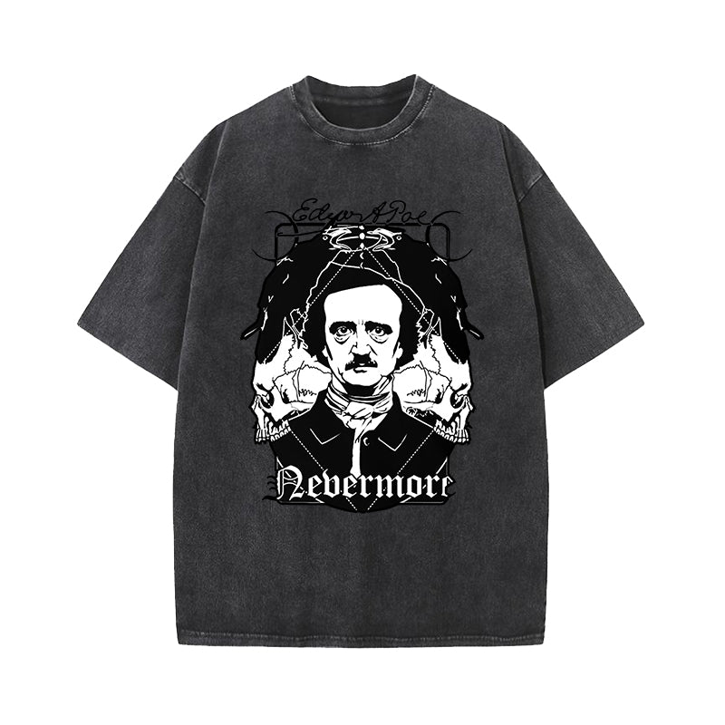 Edgar Allan Poe Nevermore Raven Washed T-Shirt