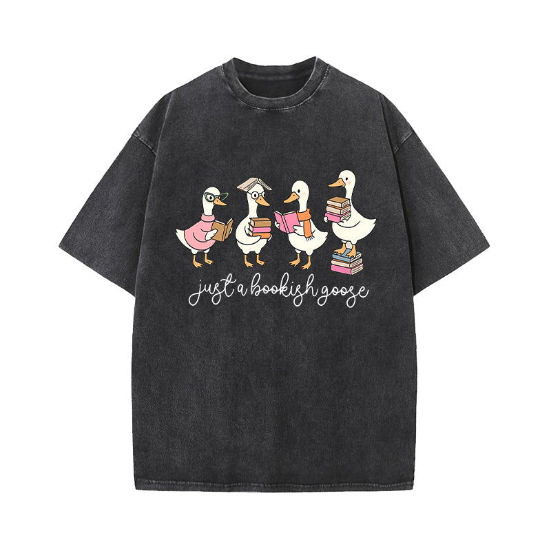 Just A Bookish Goose Washed T-Shirt