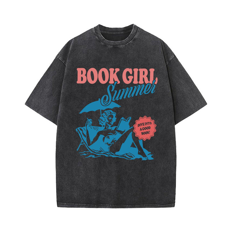 Book Girl Summer Washed T-Shirt