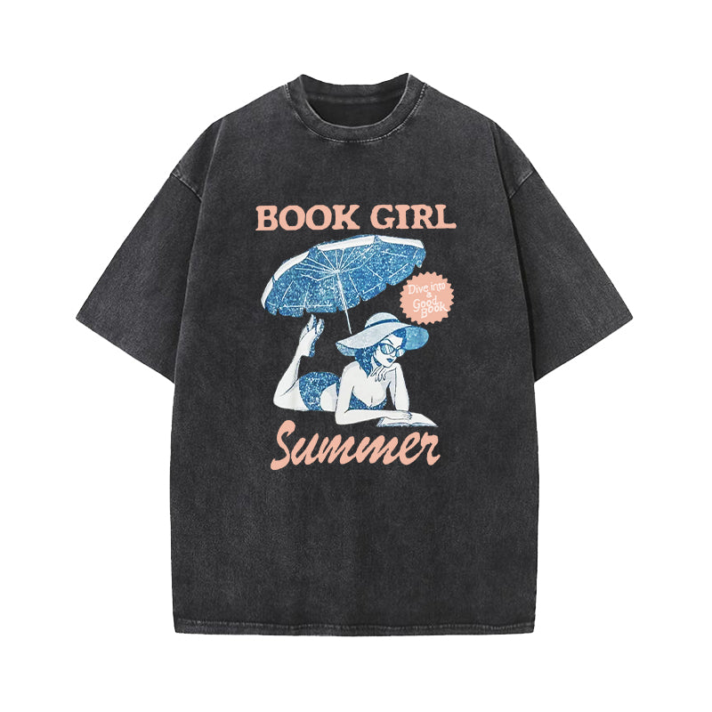 Book Girl Summer Washed T-Shirt