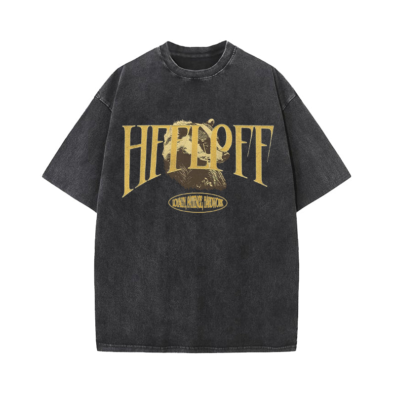 Yellow House of Badger Dramione Wizard School Washed T-Shirt