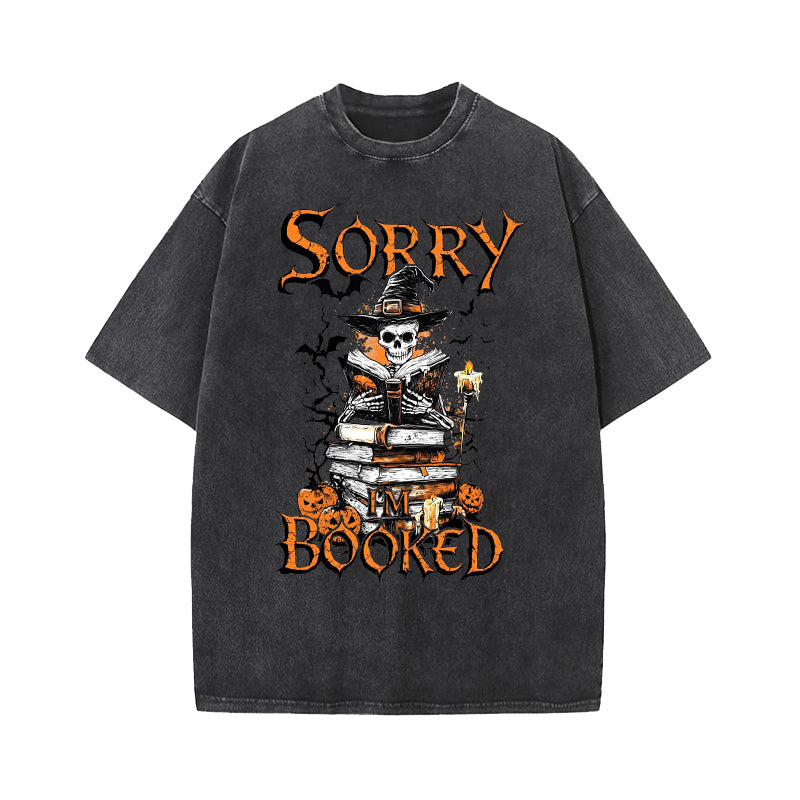 Halloween I'm Booked Washed T-Shirt