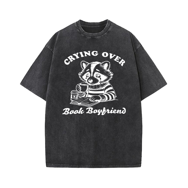 Crying Over Book Boyfriends Washed T-Shirt