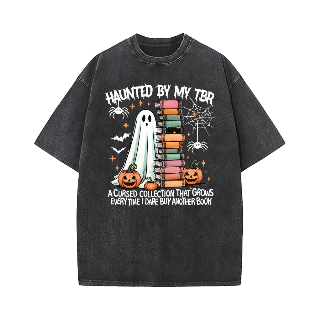 Haunted By My TBR Halloween Washed T-Shirt