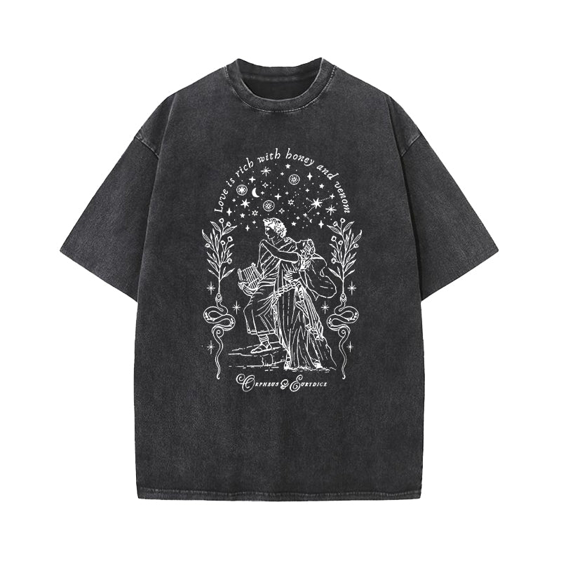 Love Is Rich With Honey And Venom Orpheus Eurydice Greek Mythology Washed T-Shirt