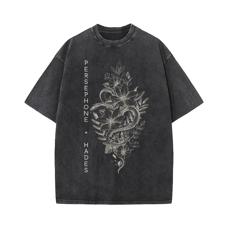 Persephone and Hades Greek Mythology Washed T-Shirt