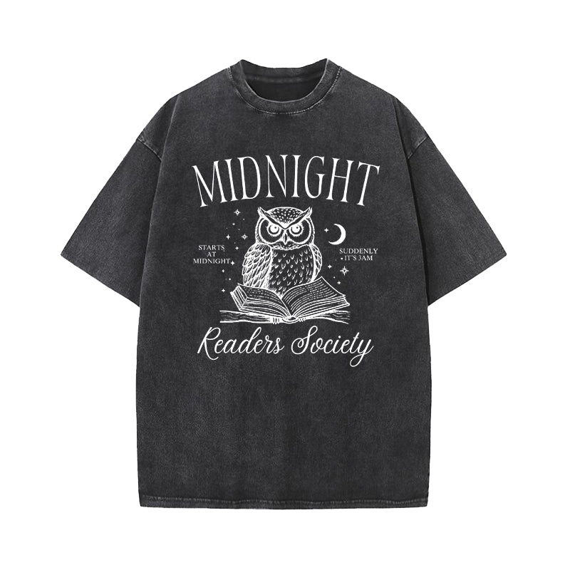 Midnight Readers Society Late Night Reading Washed T-Shirt