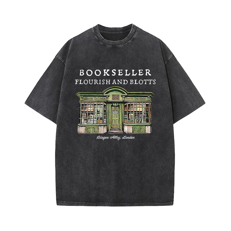 Flourish Blotts Wizard House Washed T-Shirt